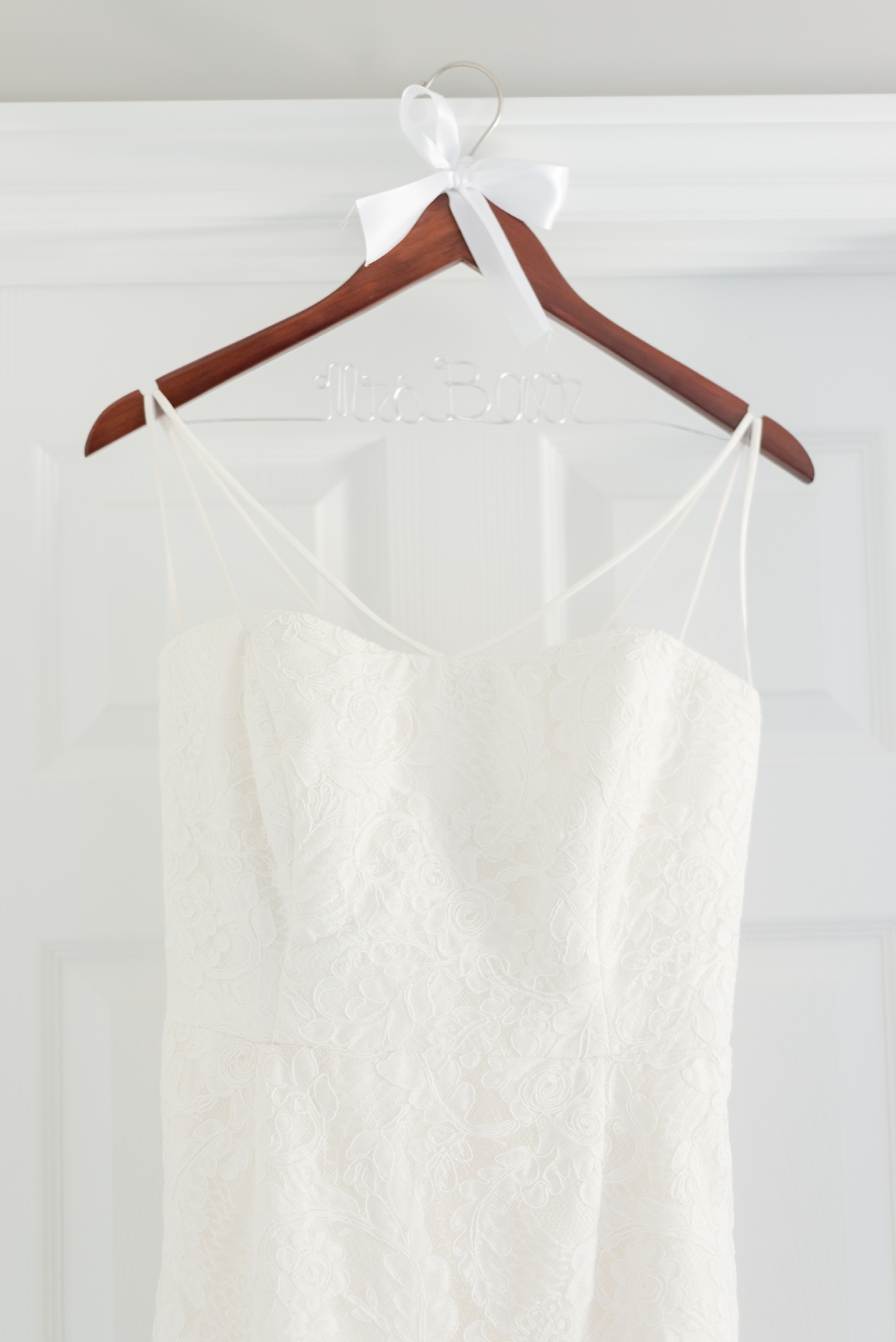 Wooden hanger for wedding dress
