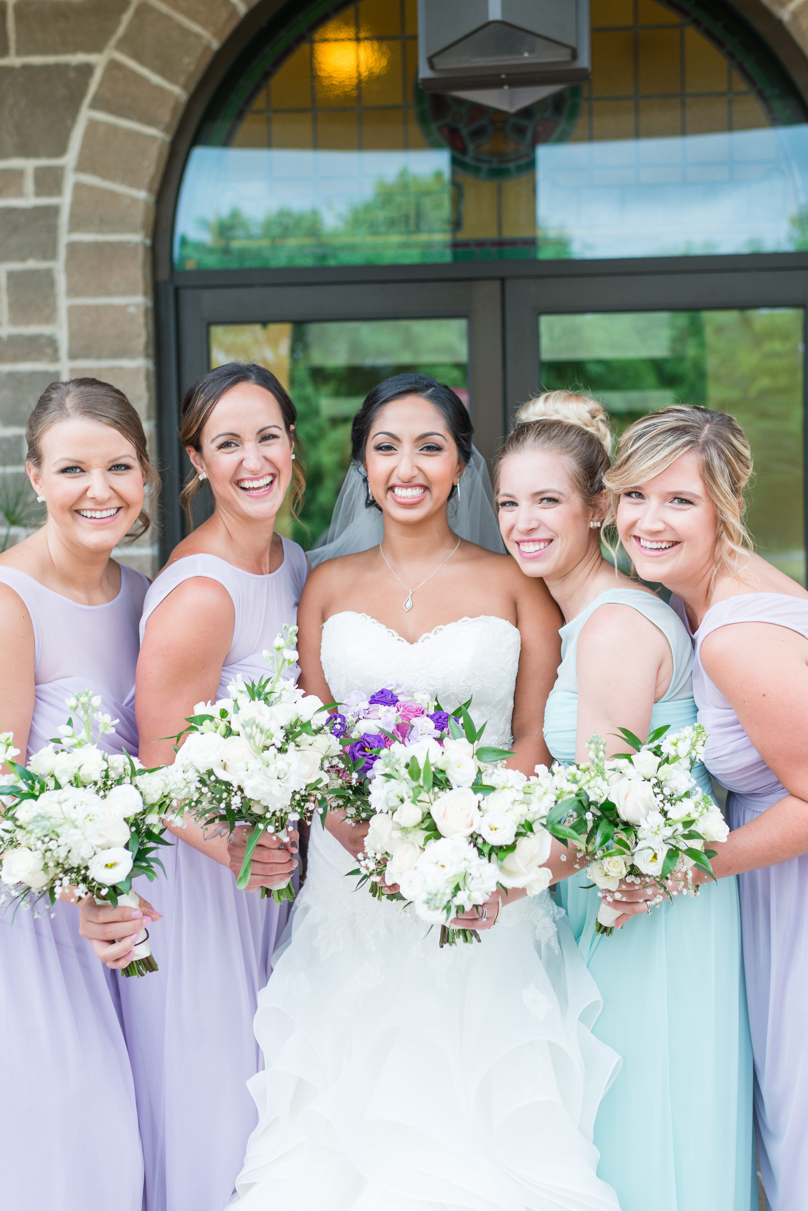 purple and mint bridesmaids dresses