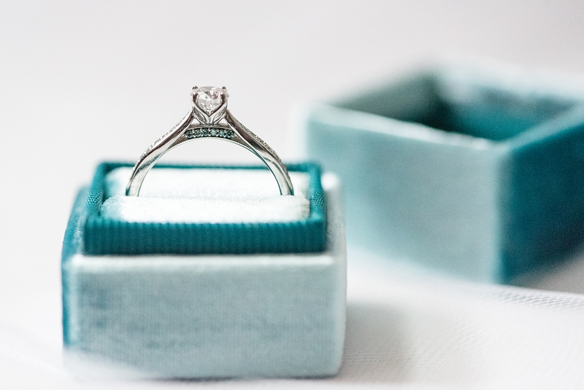Solitaire engagement ring teal mrs box