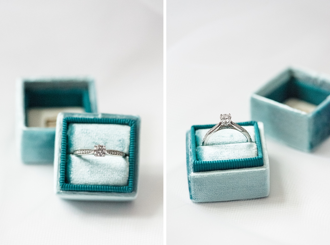 Solitaire engagement ring teal mrs box