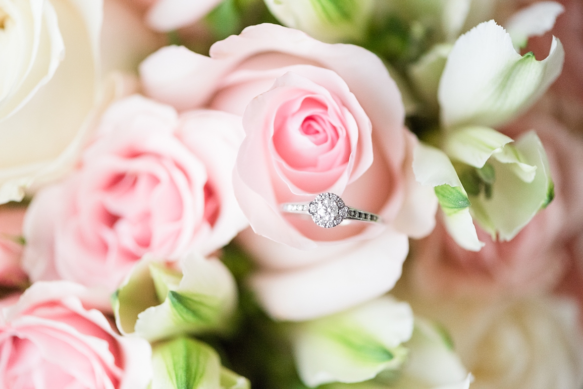 pink white rose bridal bouquet