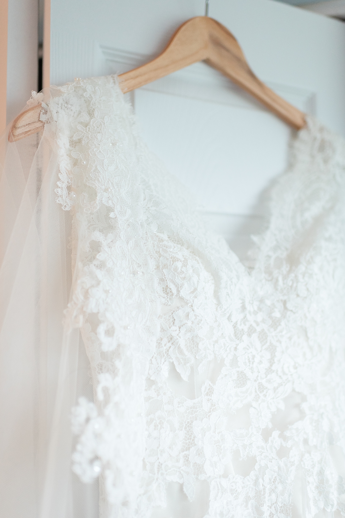 Empire lace wedding gown