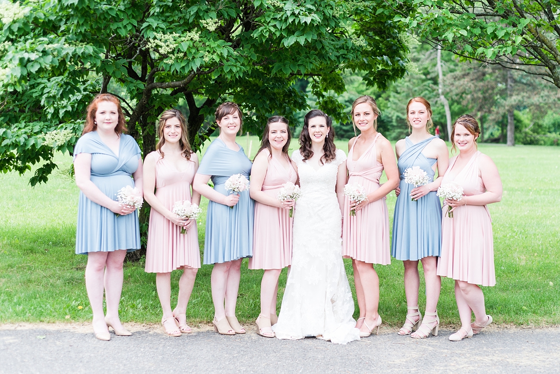 Pink and blue wedding party