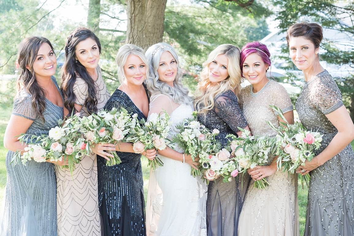 Sequin bridal party gowns