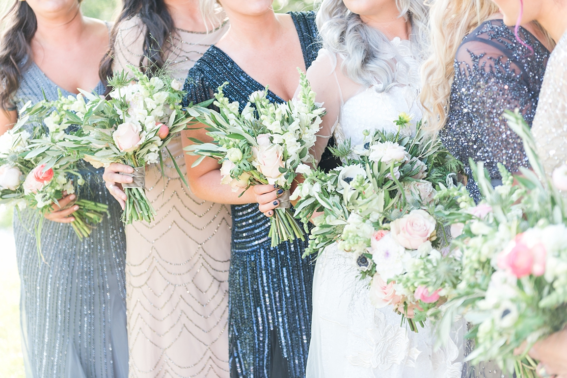 Sequin bridal party gowns