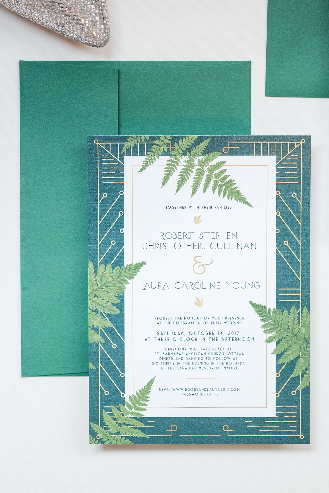 Forest green and gold wedding