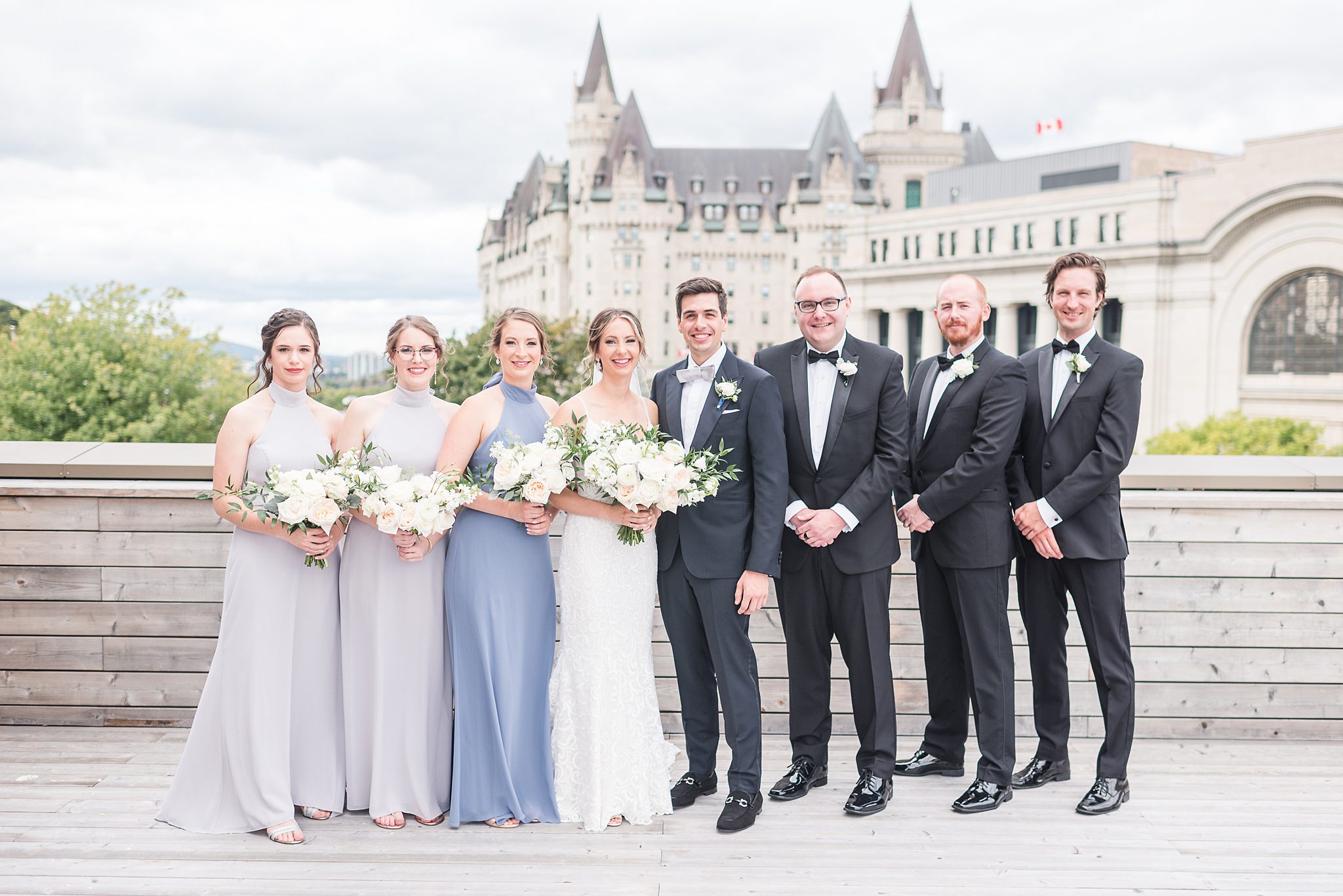 Soft Romantic Slate Blue National Arts Centre Wedding | Ottawa Wedding | Wedding photos at by the Rideau Canal downtown Ottawa Get more inspiration from this soft romantic wedding. #ottawawedding #weddingphotography #ottawaweddings